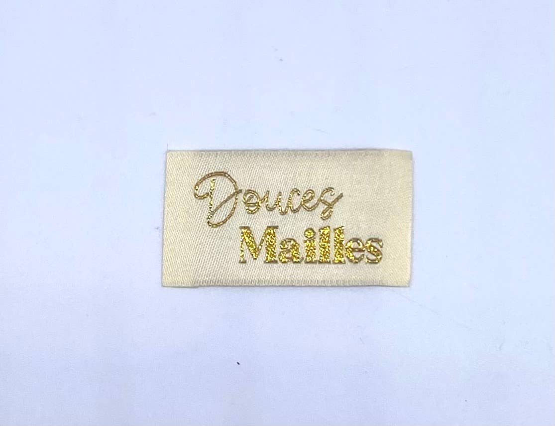 Étiquette à coudre lurex : Douces mailles Vanille