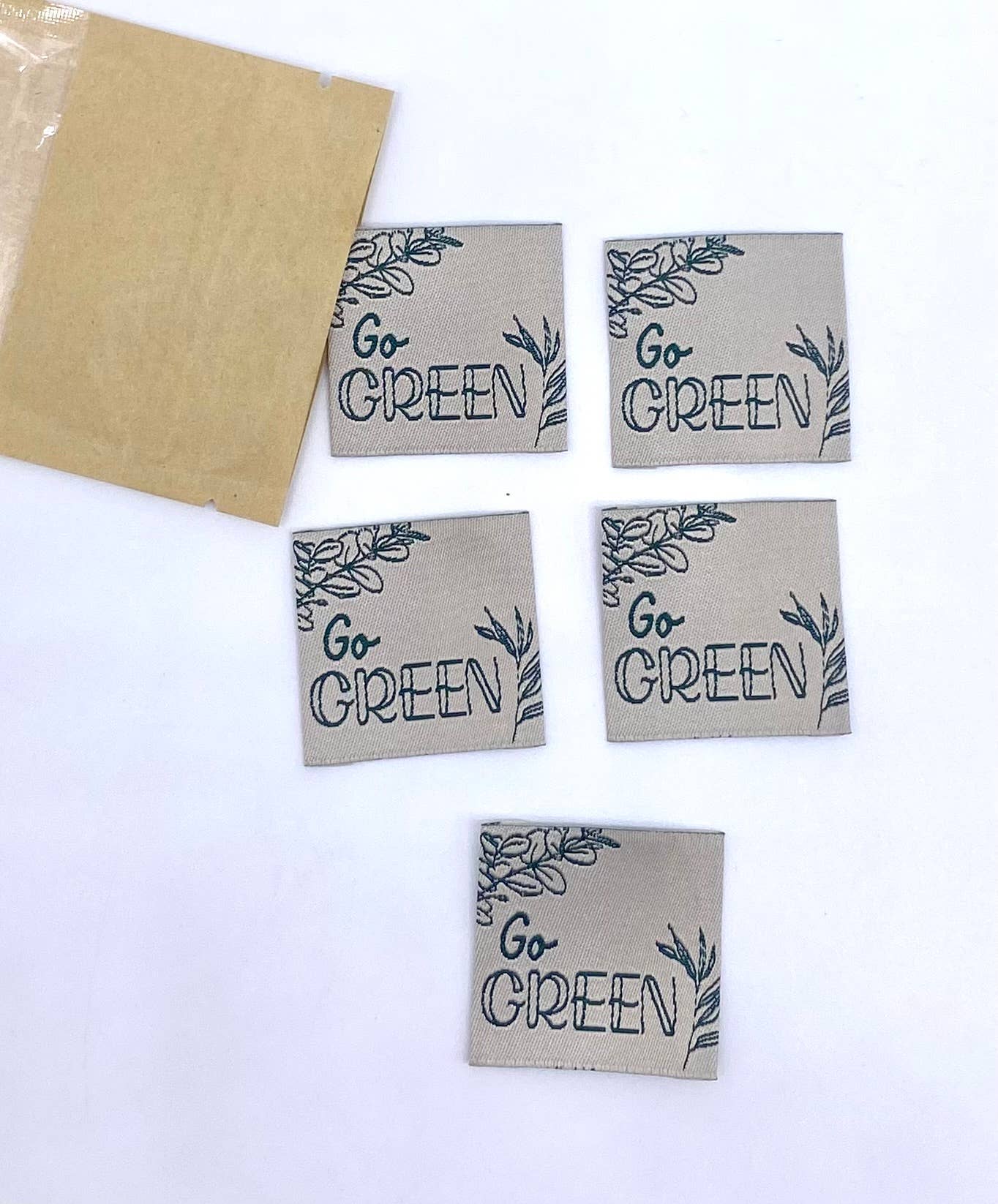 Étiquette tissée à coudre "GO GREEN"