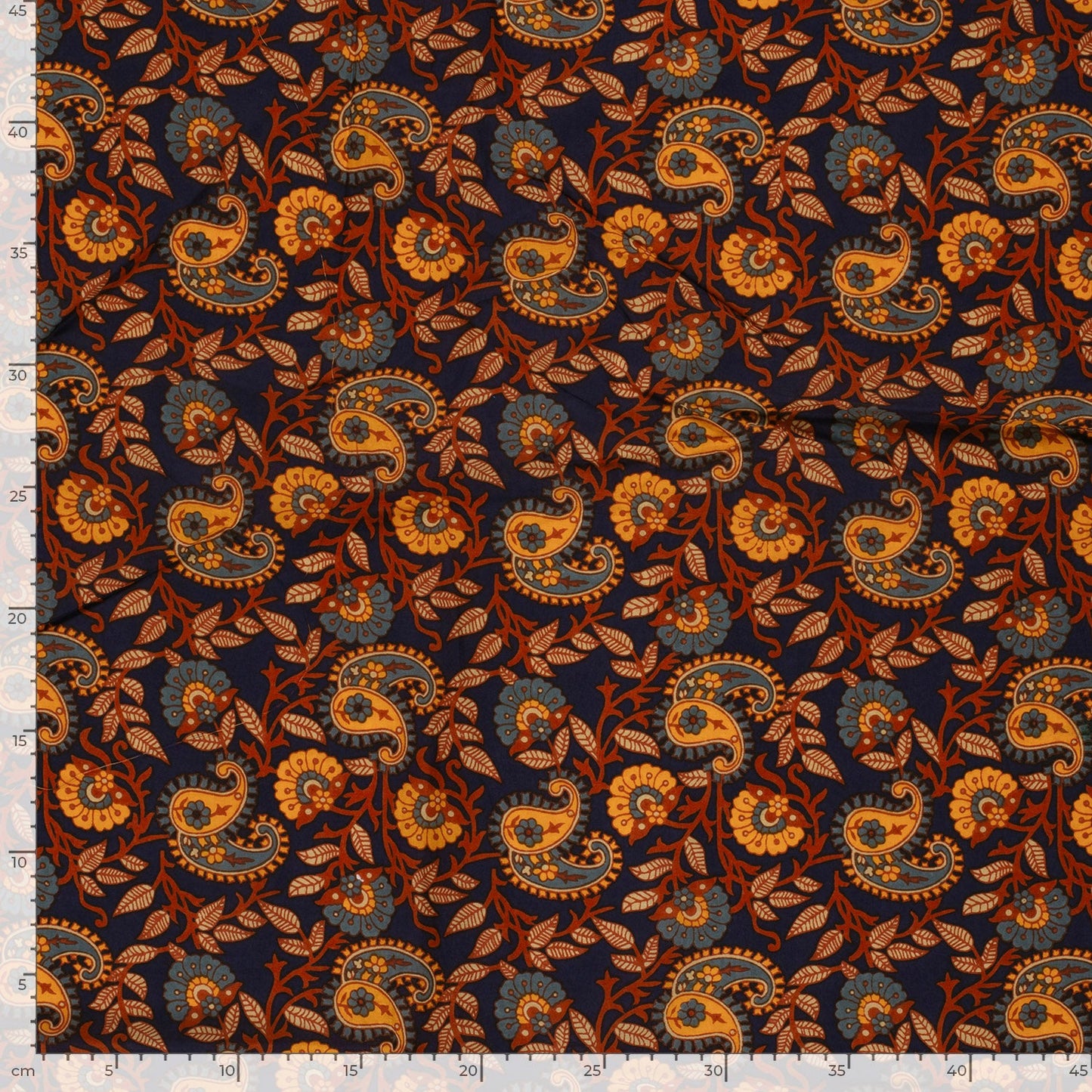 Voile de coton indien - Paisley Bleu Marine
