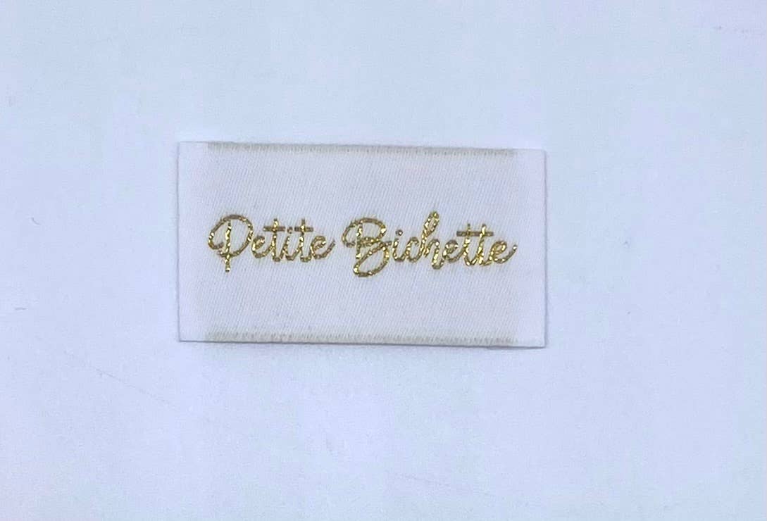 Étiquette Tissée à Coudre Lurex "PETITE BICHETTE" Blanc