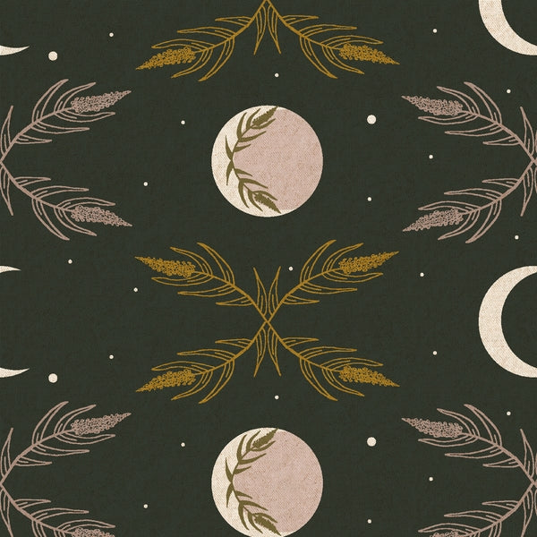 Harvest Moon - Forest Green - Unbleached Canvas métallique