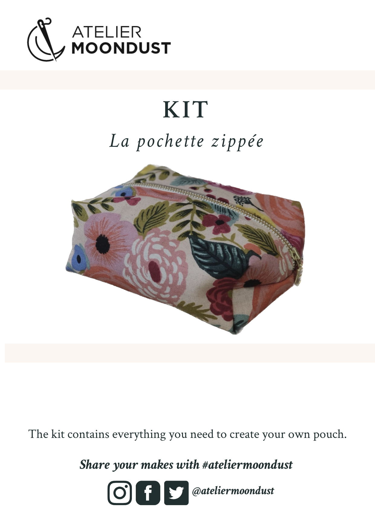 LA POCHETTE ZIPPEE - Le kit couture (FR, NL & EN) - Poppy Fields