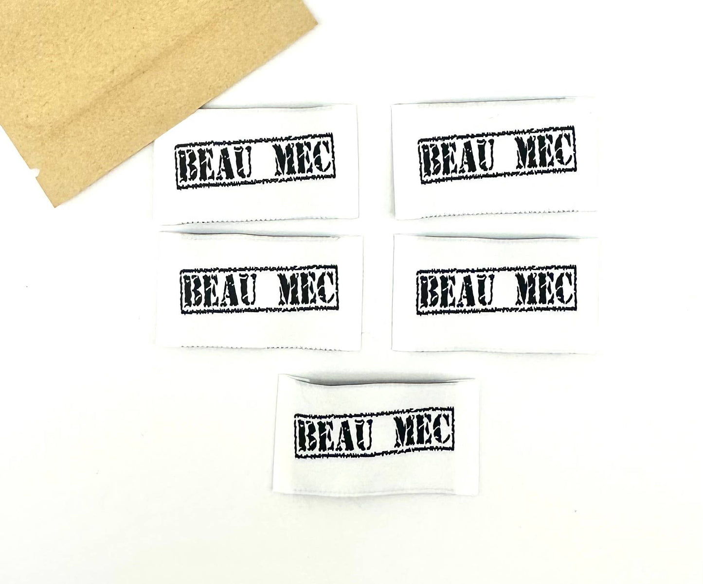 Étiquette à coudre : Beau Mec - NOIR et BLANC