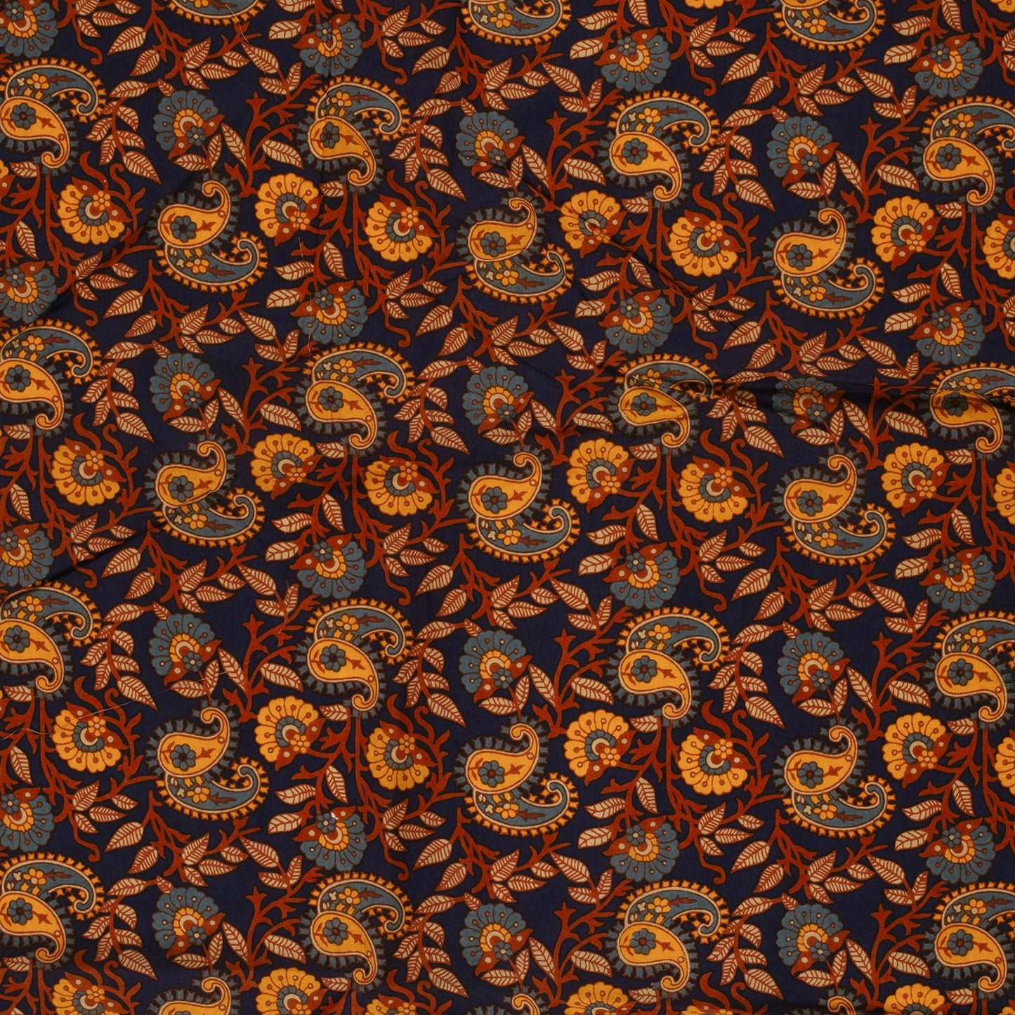 Voile de coton indien - Paisley Bleu Marine