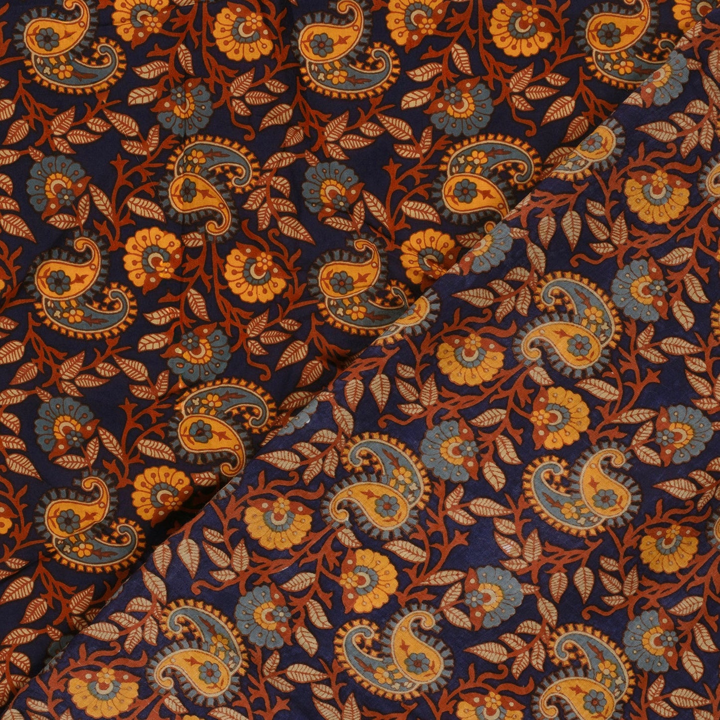 Voile de coton indien - Paisley Bleu Marine
