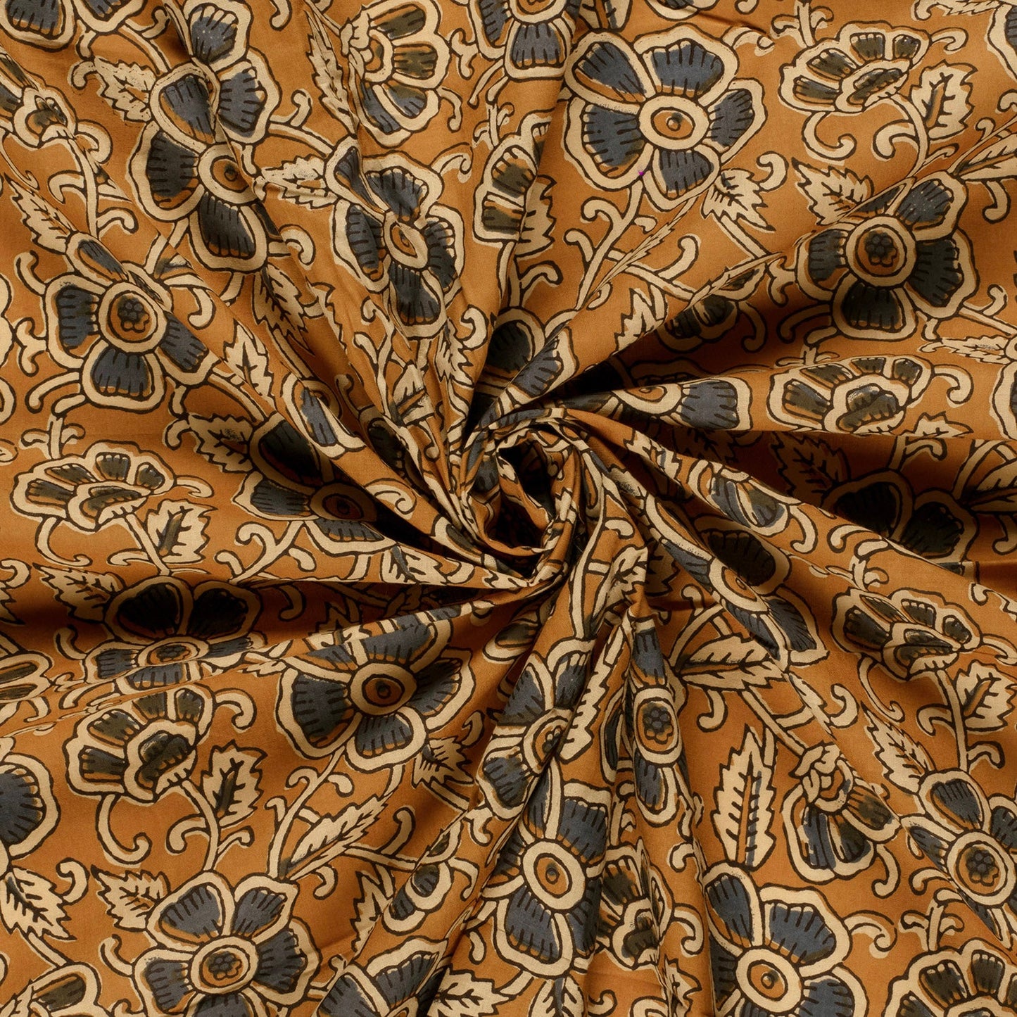 Voile de coton indien - Abstrait Ocre