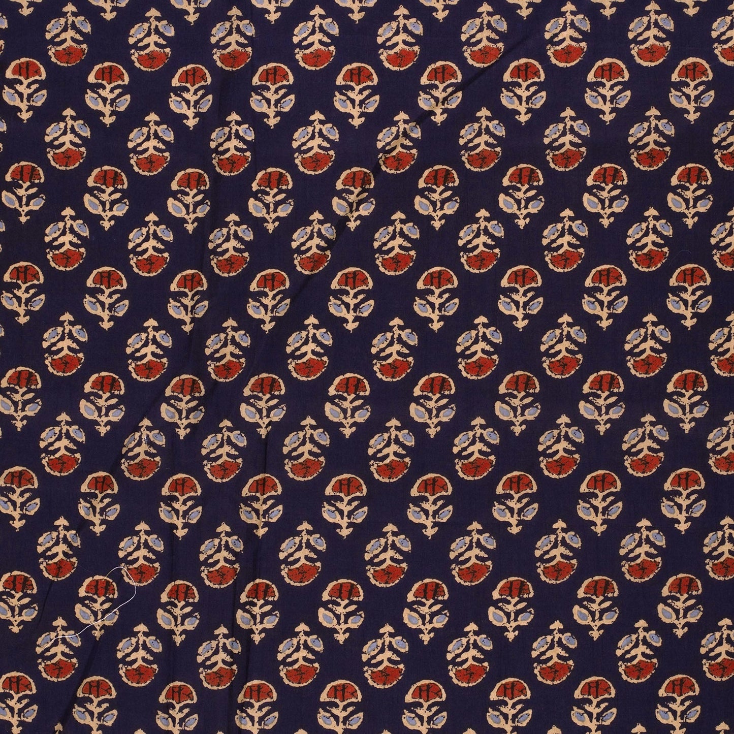 Voile de coton indien - imprimé fleurs Bleu Marine