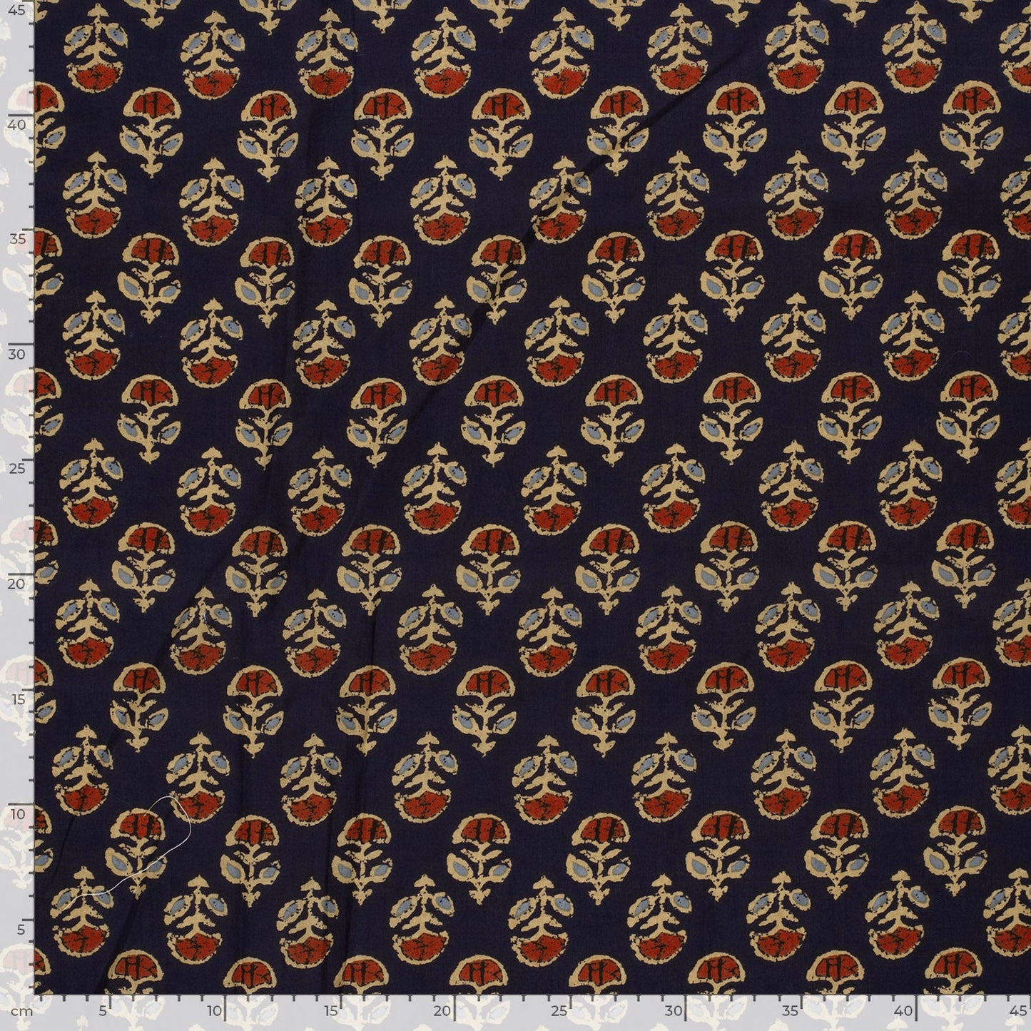 Voile de coton indien - imprimé fleurs Bleu Marine