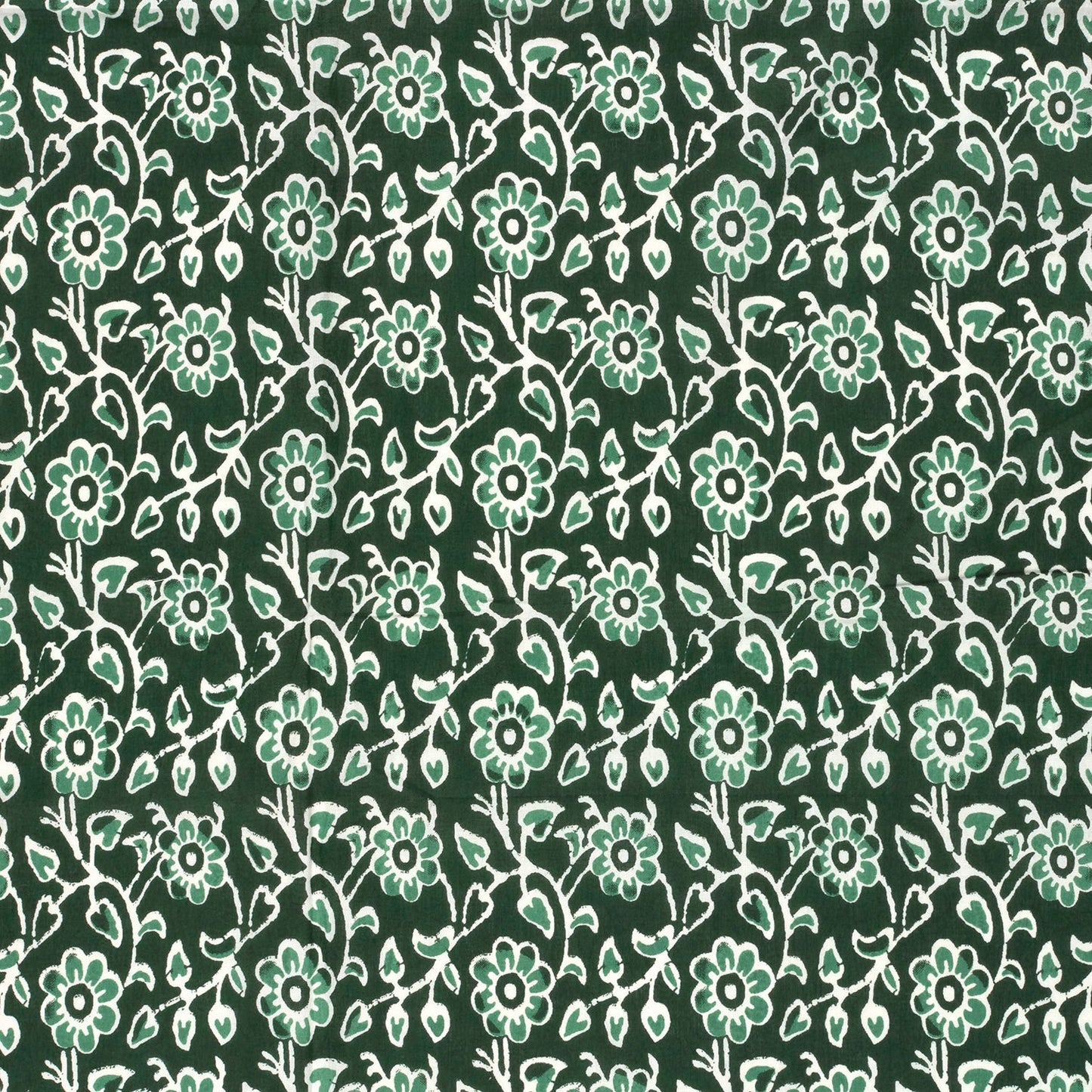 Voile de coton indien - imprimé fleurs Vert foncé