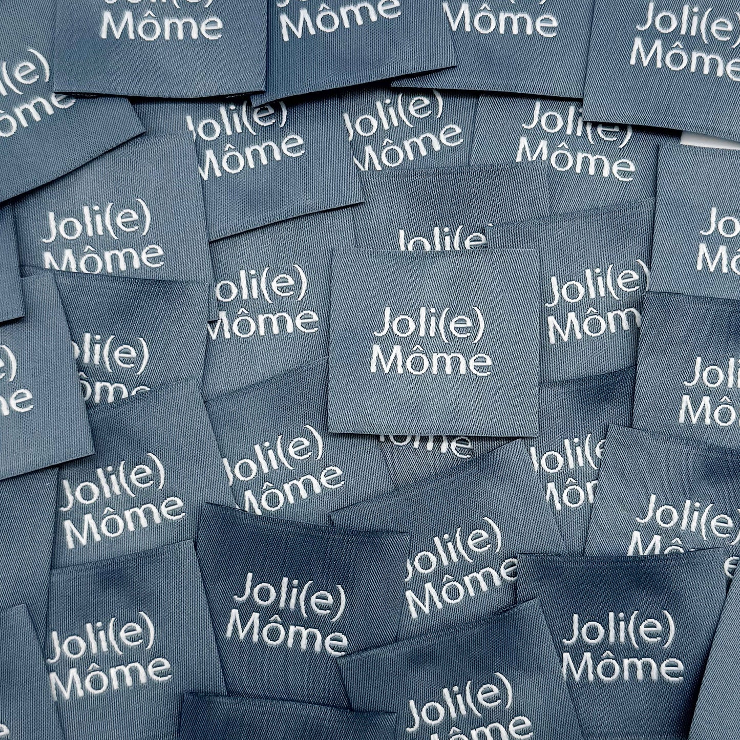 Etiquette Tissée à coudre : Joli(e) Môme - GRIS BLEU