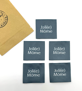 Etiquette Tissée à coudre : Joli(e) Môme - GRIS BLEU