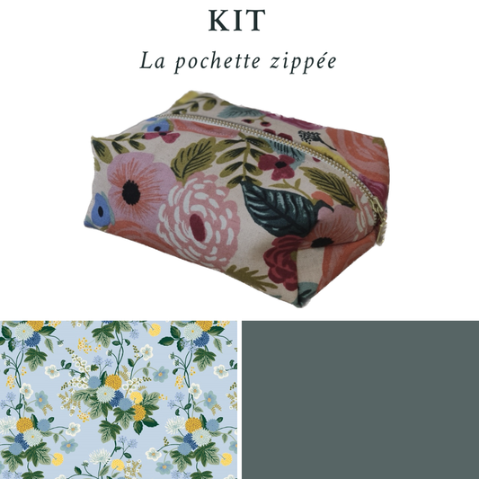 LA POCHETTE ZIPPEE - Le kit couture (FR, NL & EN) - Dalhia Blue