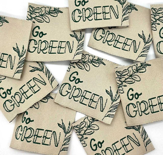 Étiquette tissée à coudre "GO GREEN"