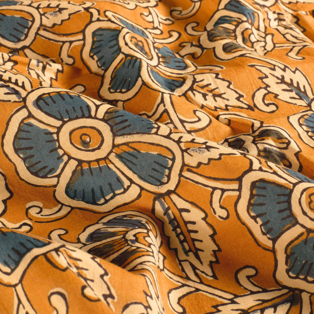 Voile de coton indien - Abstrait Ocre