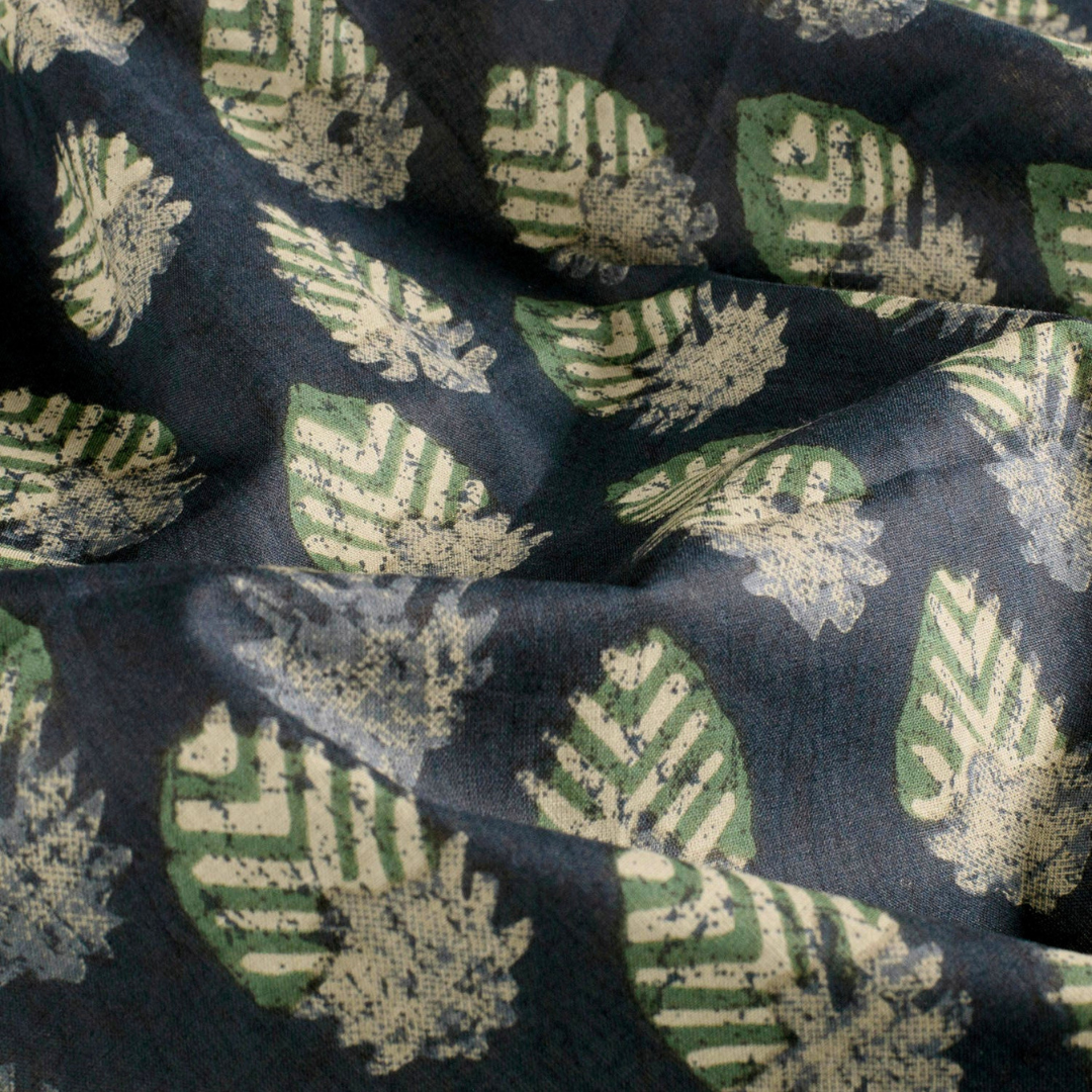 Voile de coton indien - Paisley Indigo