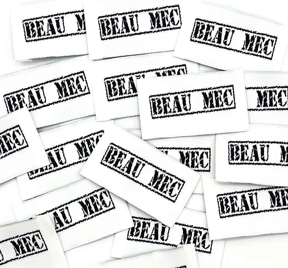 Étiquette à coudre :  Beau Mec - NOIR et BLANC