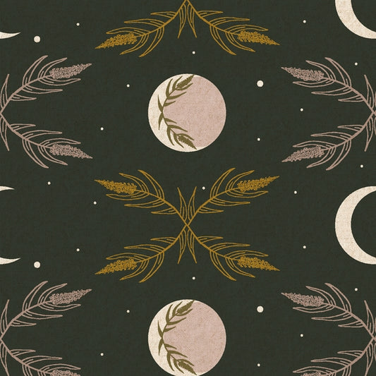 Harvest Moon - Forest Green - Unbleached Canvas métallique