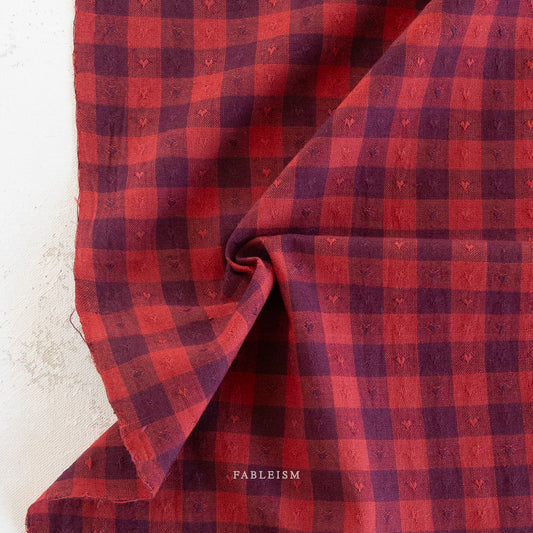 Gingham Dobby Hearts - Maraschino