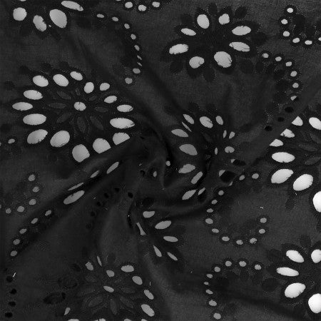 Broderie anglaise coton - Noir