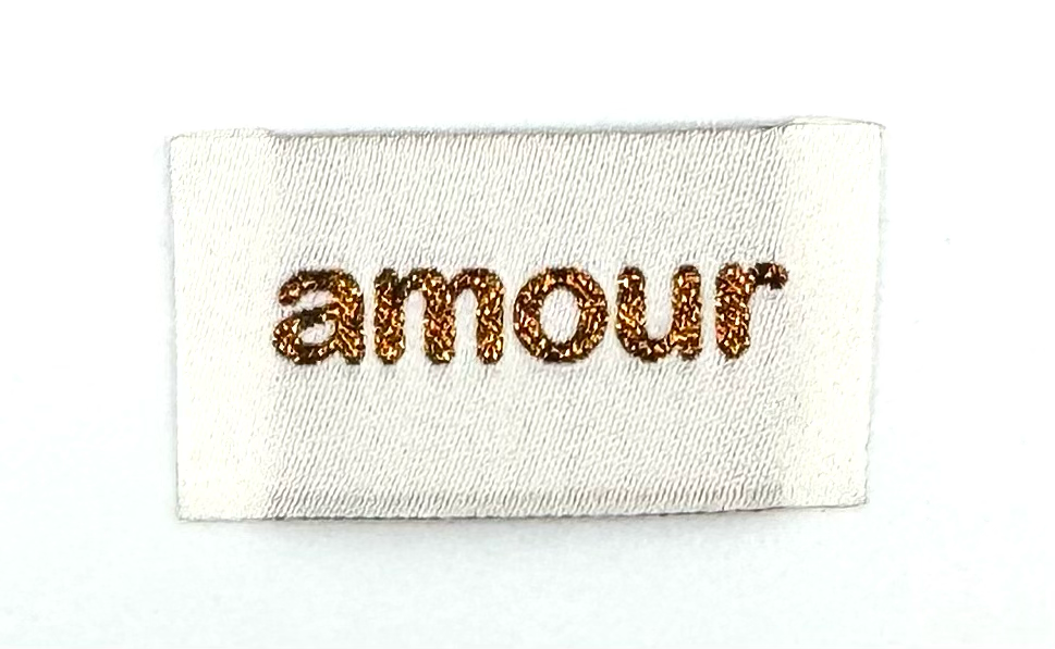 Étiquette Tissée à Coudre Lurex "AMOUR" Bronze
