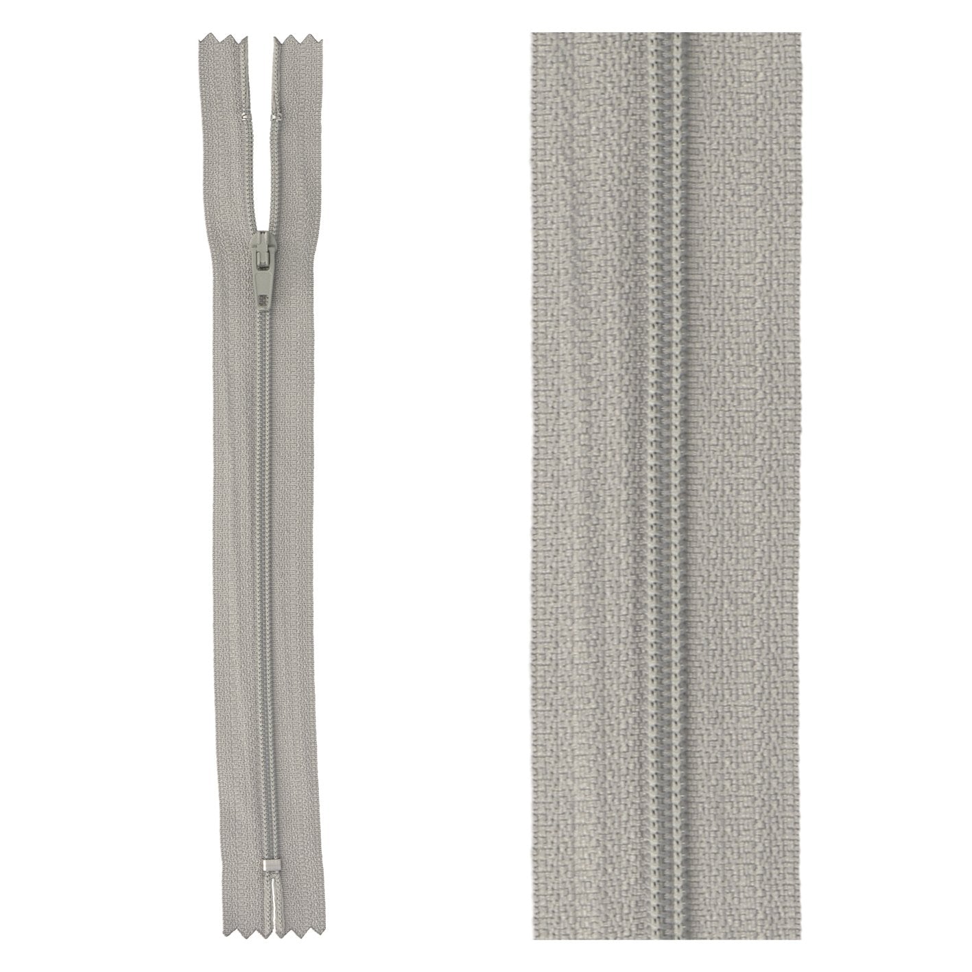 Thin polyester zipper - 18 cm