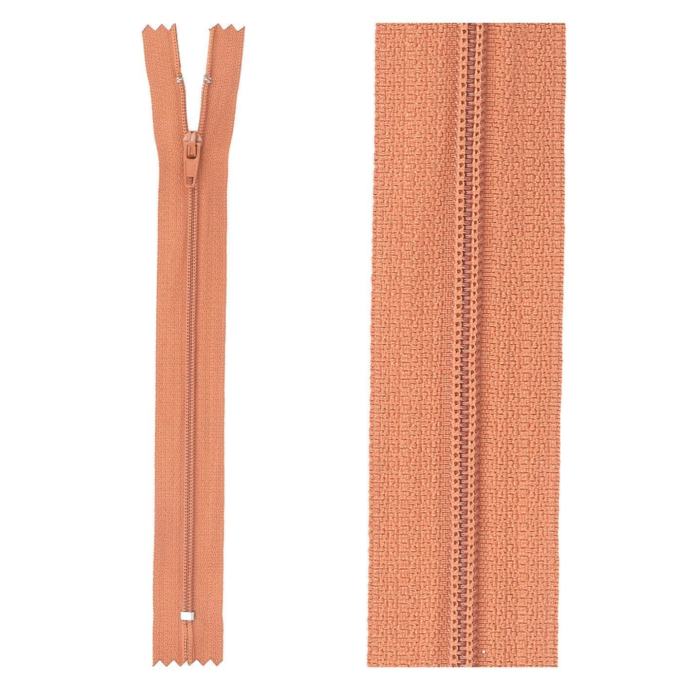 Thin polyester zipper - 18 cm