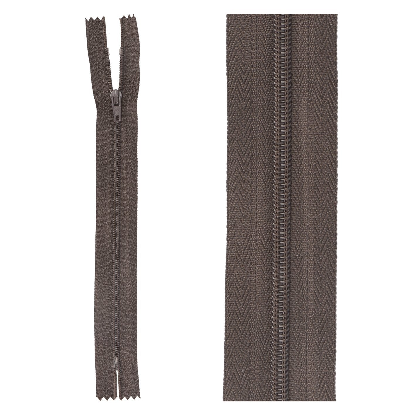 Thin polyester zipper - 35 cm