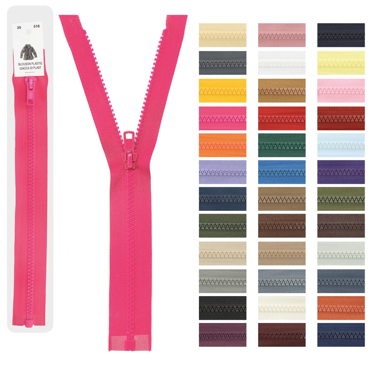 Separable plastic sports zipper - 45 cm